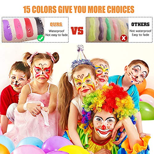 Face Painting Kit - 15 Colors, 10 Brushes & 41 Stencils