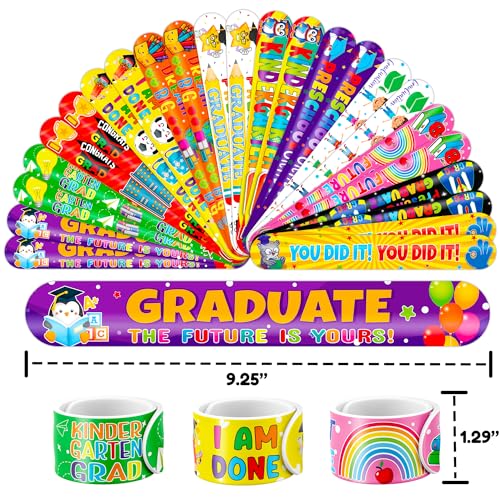 72 PCS Kindergarten Graduation Party Set - 48 Temporary Tattoos & 24 Slap Bracelets - Perfect for Themed Parties, Baby Showers, Classroom Rewards & Gifts for Kids