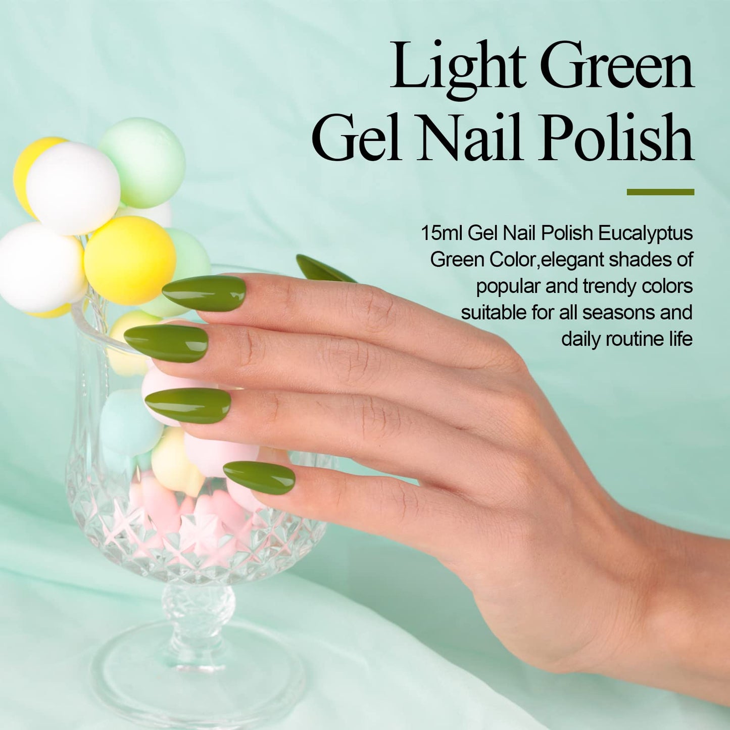 Imtiti Gel Nail Polish, 1 Pcs 0.5Oz Olive Green Gel Polish Soak Off Nail Art Manicure Salon DIY Gel Nail Christmas Gift for Girls