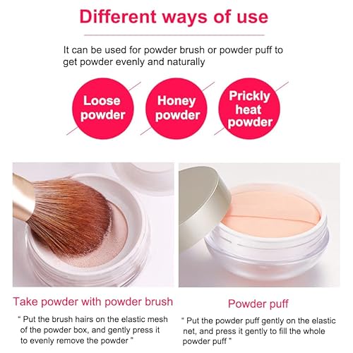 AKOAK Capacity 20 ml(0.67 oz) Empty Reusable Plastic Loose Powder Compact Container DIY Makeup Powder Case with Powder Puff and Elasticated Net Sifter Green