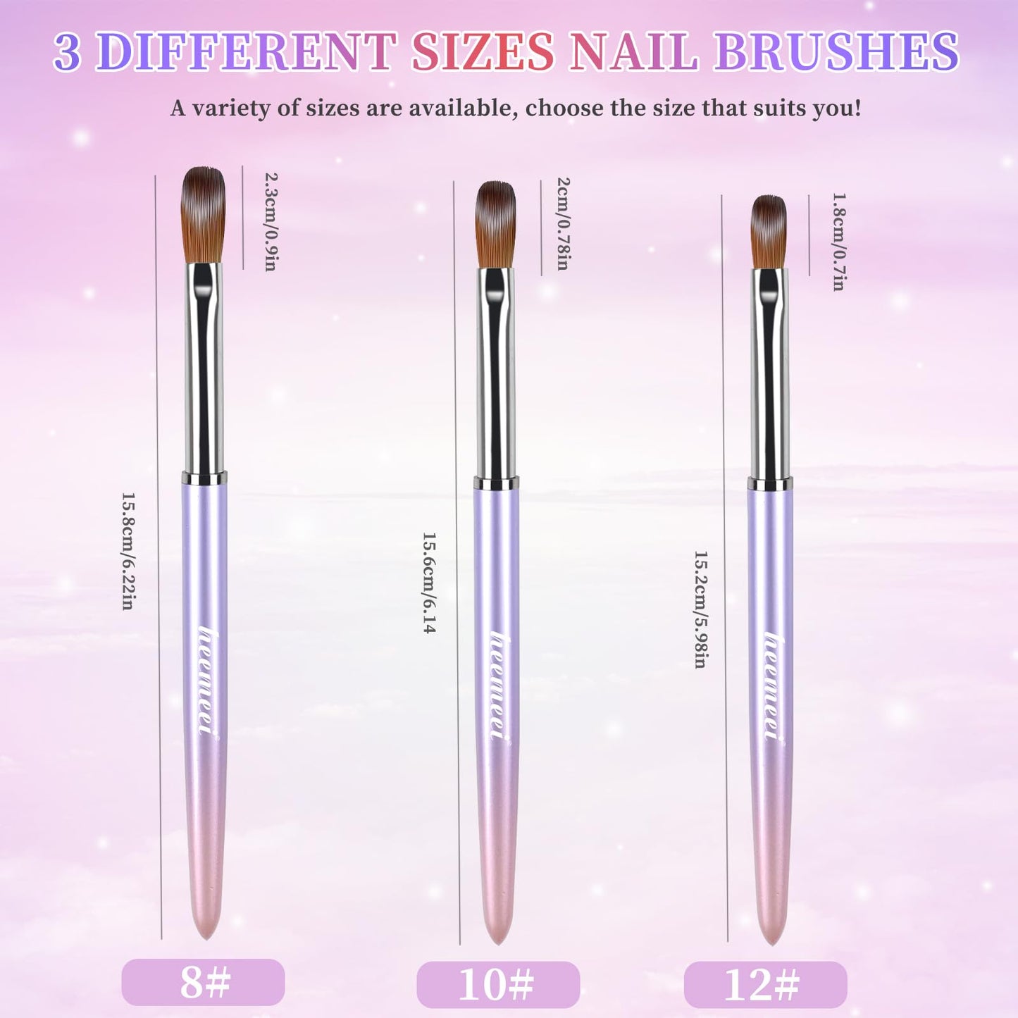 heemeei Kolinsky Acrylic Nail Brush Size 12- Nail Brushes for Acrylic Application - Acrylic Powder Brush for Nail Art - Nail Acrylic Brush for Professional Manicure DIY Extension Home Salon (12#)………