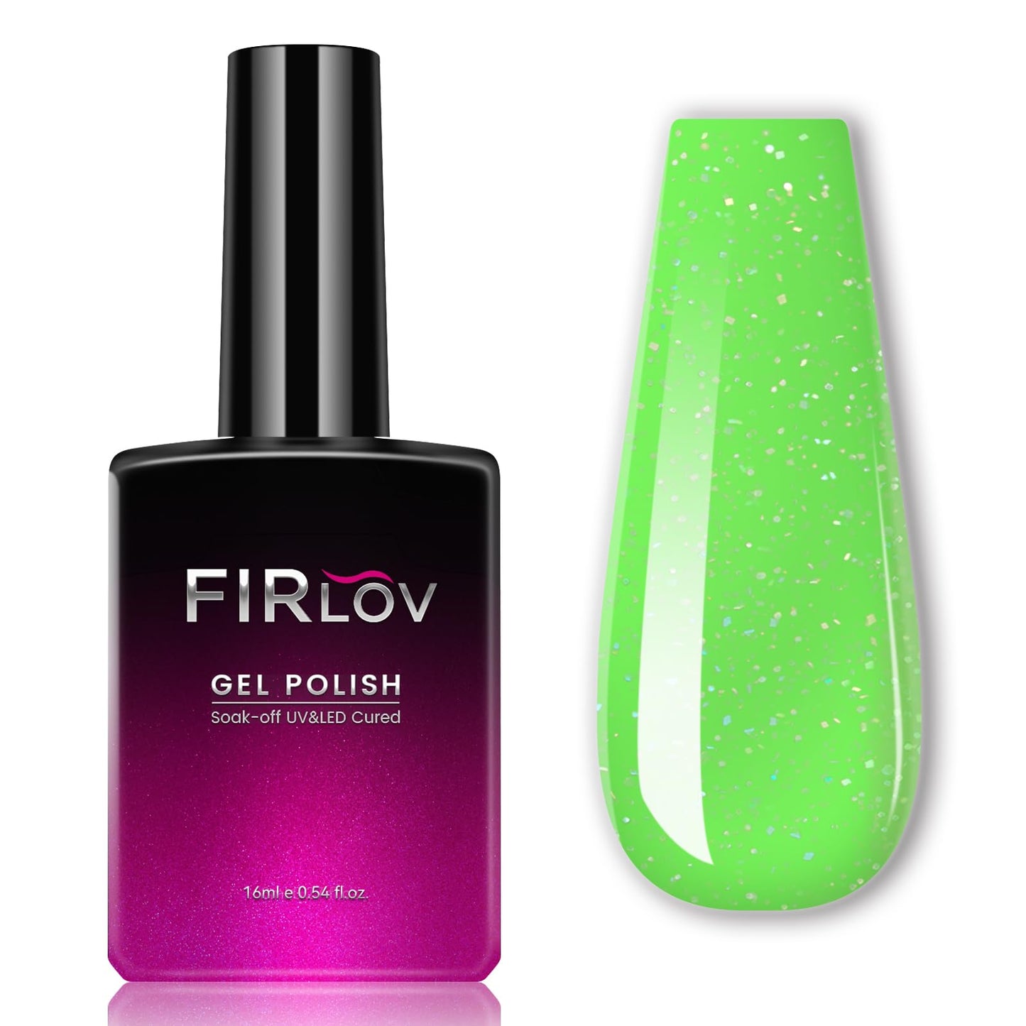 FIRLOV Green Gel Nail Polish.1Pcs 16ml Mint Green Nail Polish Gel High Gloss with Glitter and Large Capacity for More Times.Green Glitter Nail Polish Soak Off with UV/LED Lamp DIY Gift for Women.