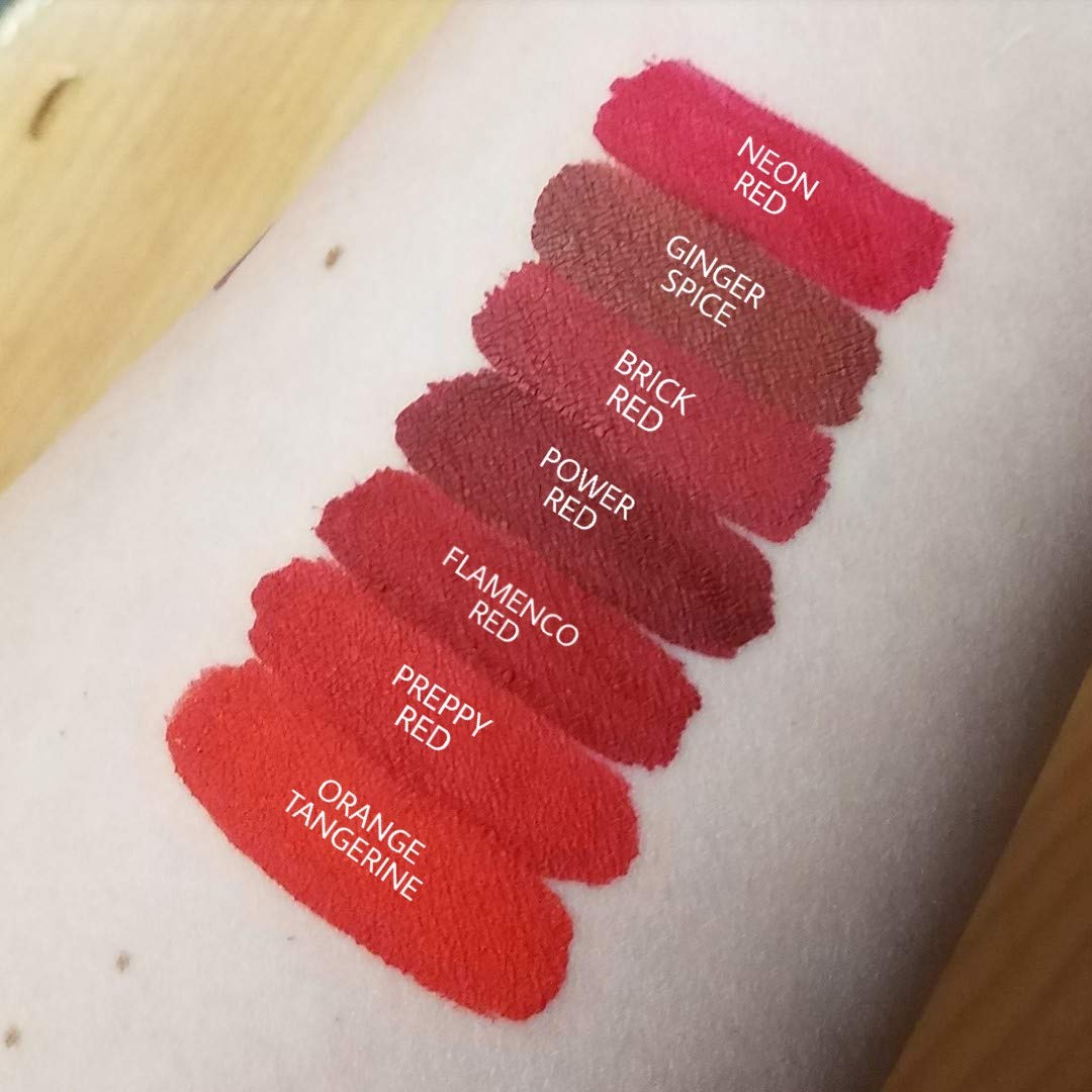 Aromi Bright Red Matte Liquid Lipstick | Red Hot Lip Color, Vegan, Cruelty-free, Long-lasting, Smudge Proof, Waterproof, Handmade (Preppy Red)