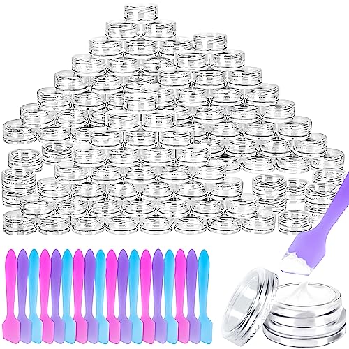 100 Pcs 3g Clear Plastic Cosmetic Jars with Lids & Spatulas