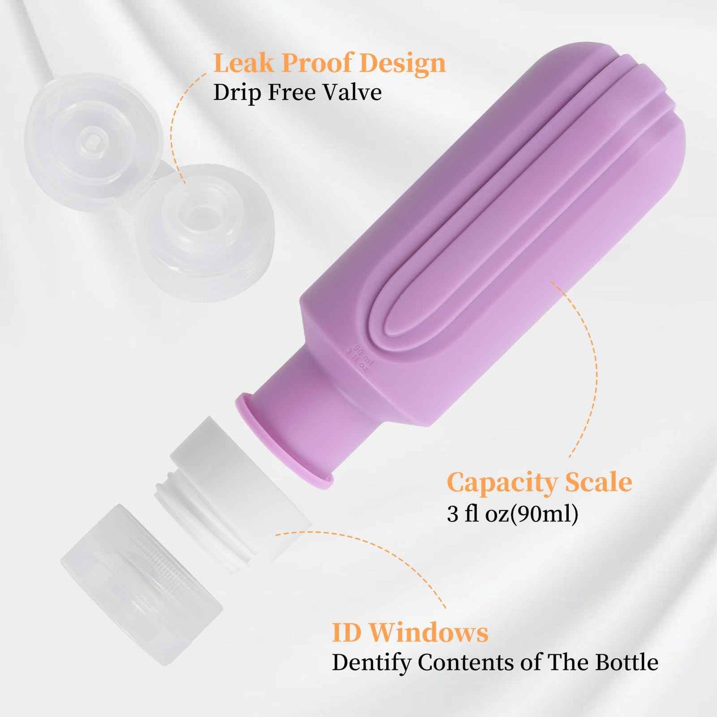Travel Bottles Set for Toiletries, TSA Approved Travel Containers Leak Proof Silicone Squeezable Travel Accessories 2oz 3oz for Shampoo Conditioner Lotion Body Wash (Purple)