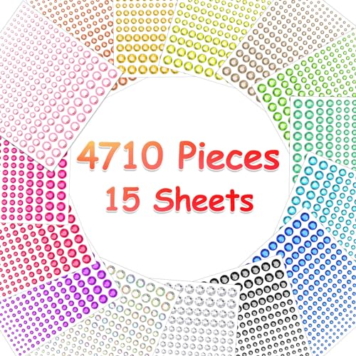 Tidponra 4170 Self Adhesive Rhinestone Gems - 6 Sizes, 15 Colors
