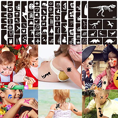 Konsait 262pcs Temporary Tattoo Stencils for Kids - Face & Body Art Kit