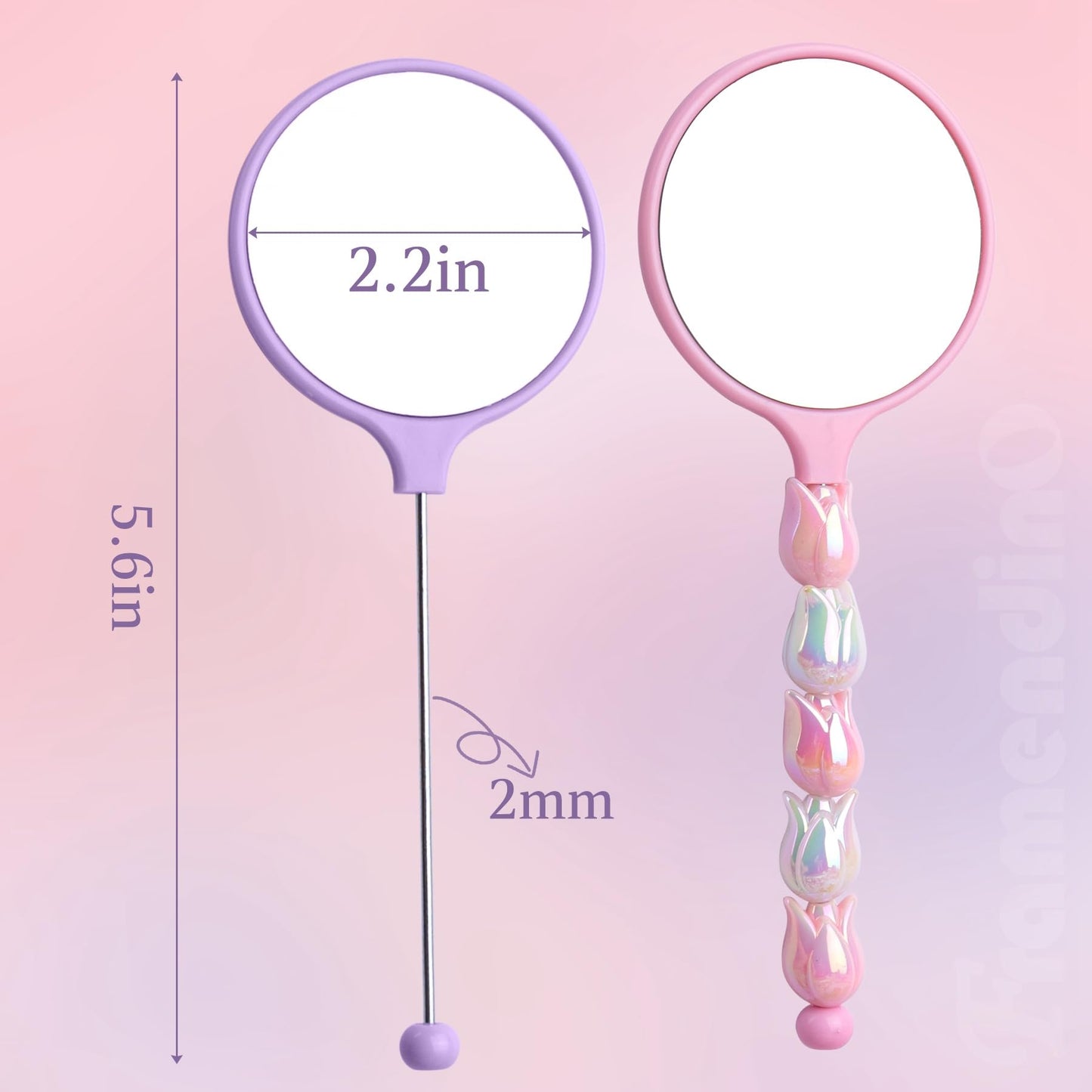 Framendino, 19 Pack Beaded Bar Handheld Mirrors Mini Round for DIY Crafts 19 Colors