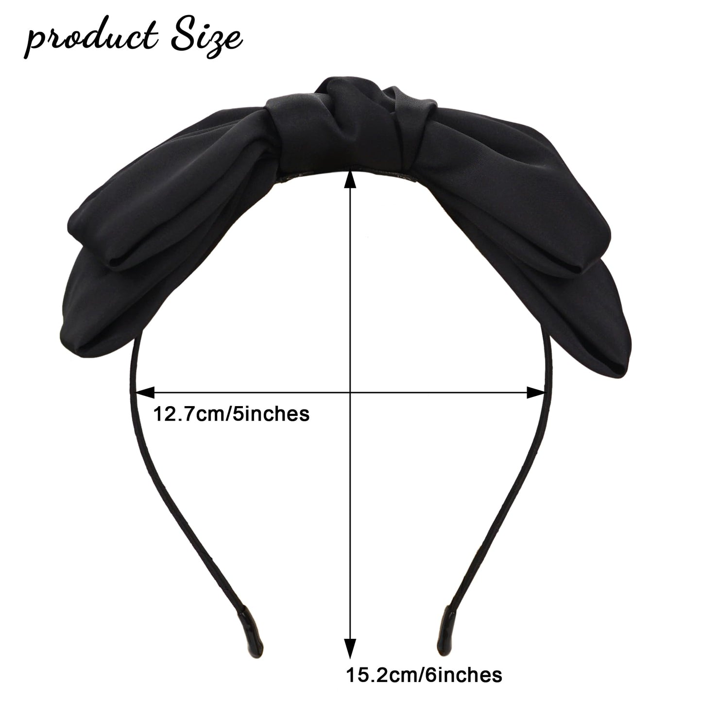 JOYOYO Bow Headbands for Women Double Layer Bow Knotted Headband Black Fashion Headbands Top Knot Festival Turban Hair Accessories for Girls