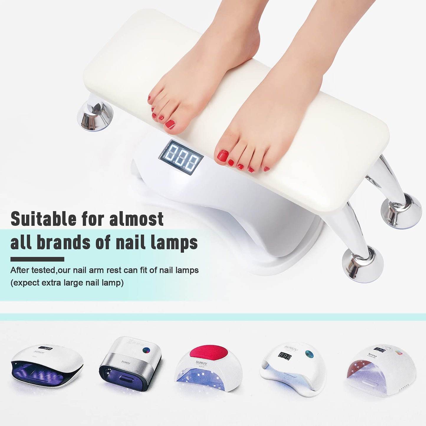 Nail Arm Rest for Acrylic Large Nail Hand Rest for Toenails Feet Rest Nail Table Manicure Armrest Cushion Nail Feet Rest Pillow Microfiber Leather Nail Stand for Nail Detachable Tech Use(White)