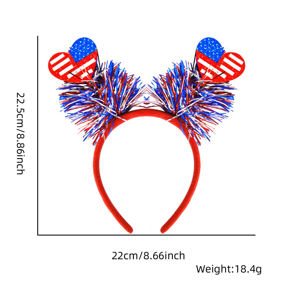 AIUPUOC 4th of July Headband Hair Accessories Independence Day Hair Band Hair Accessories Fourth of July Patriotic Heart Flag Accessories Outfits USA Head Boppers 1Pcs