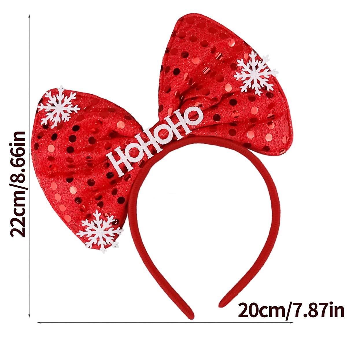 Christmas Bow Headband Red Sequin Bow Hair Hoop Cute Big Bows Hair Band Winter Xmas Headbands Holiday Party Gifts Hair Accessory For Women And Kids