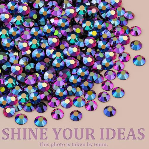 TINKRSTUFF Purple Black AB Flatback Rhinestones with Glue Kit for Crafting, Jewelry, Nails - Small Pack