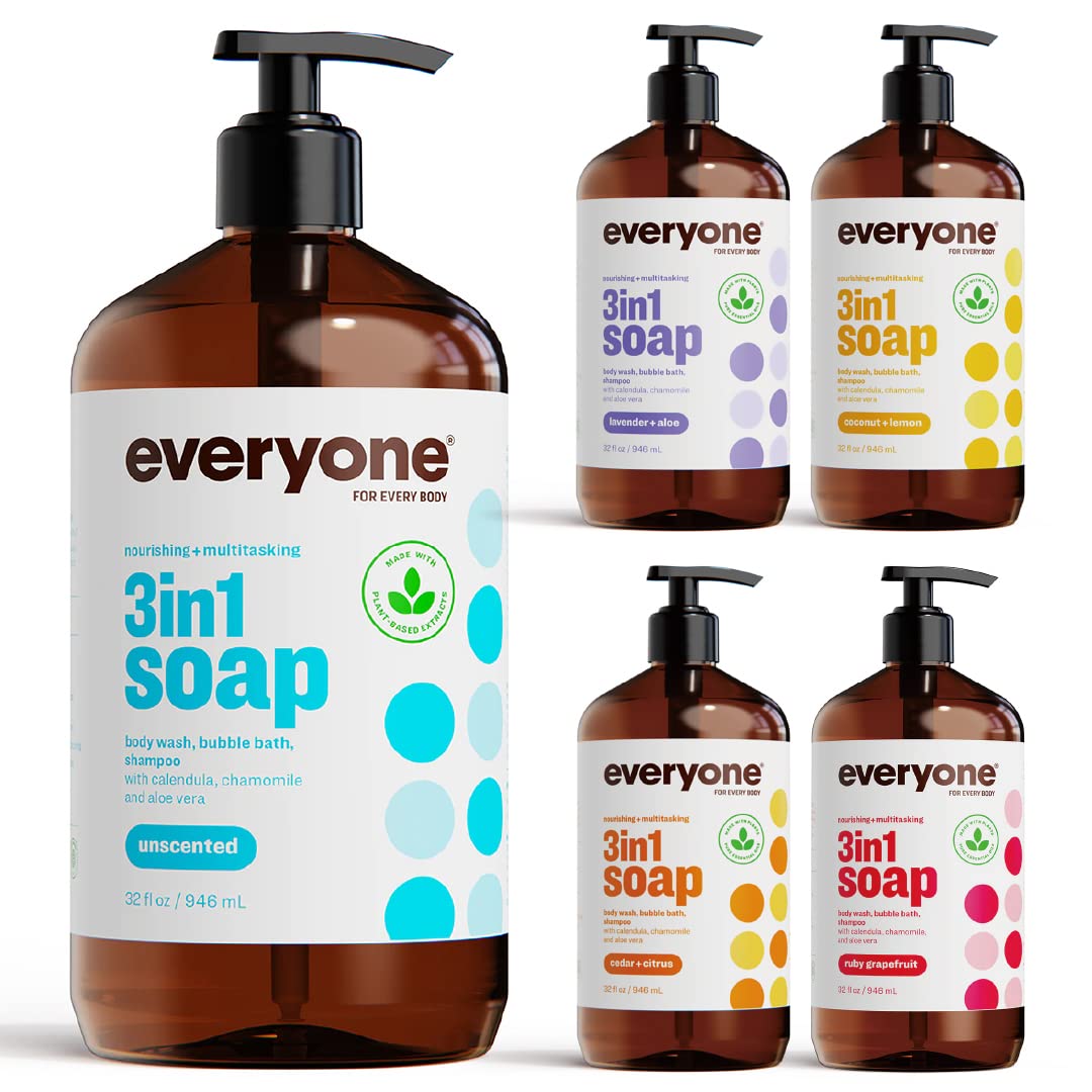 Everyone for Every Body 3-in-1 Soap - Body Wash, Shampoo, and Bubble Bath - Coconut + Lemon, 32 Ounces