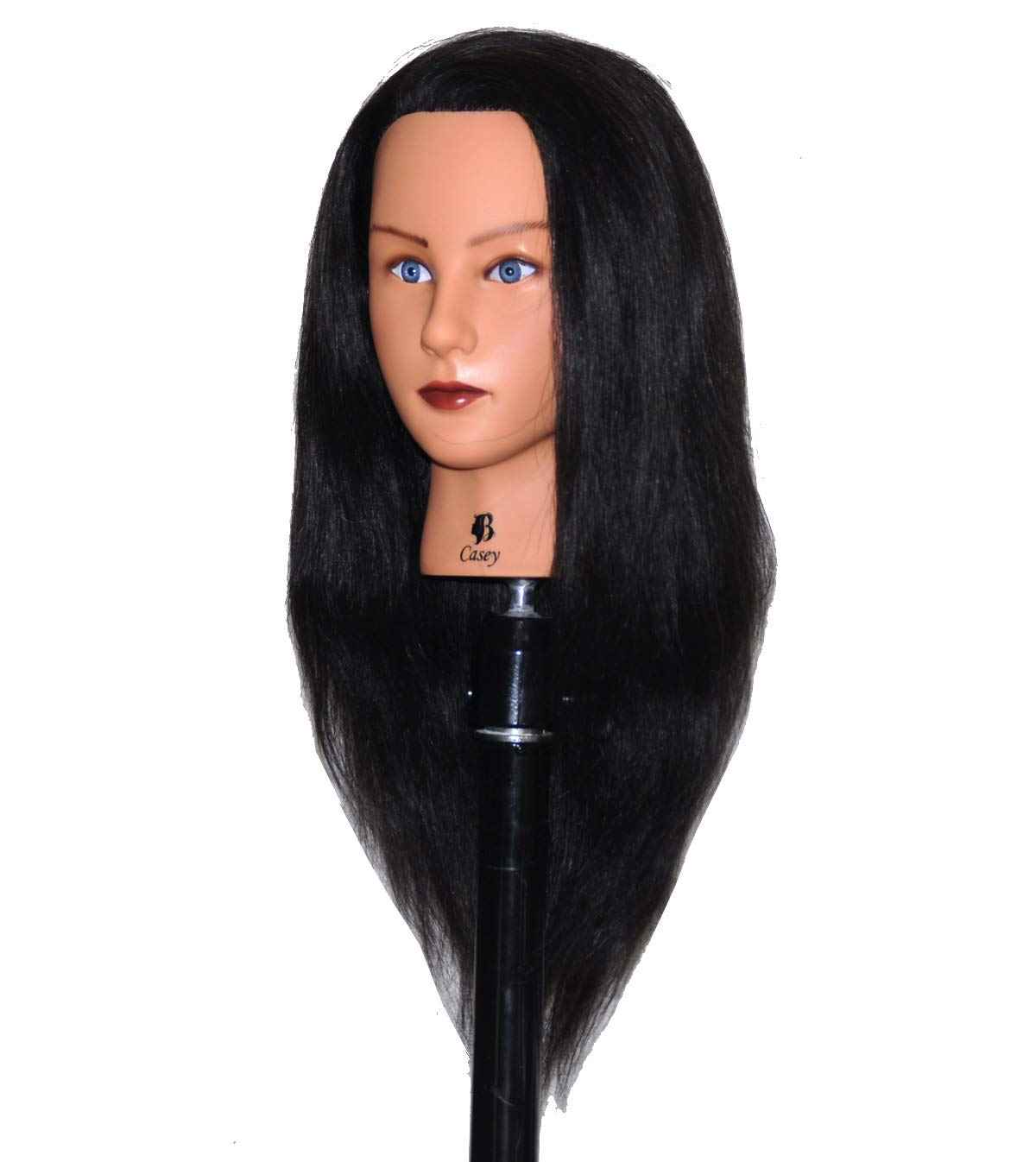 Bellrino 20-22" Cosmetology Mannequin Manikin Training Head with Human Hair with Table Clamp Holder - Helen (B-CASEY+C)