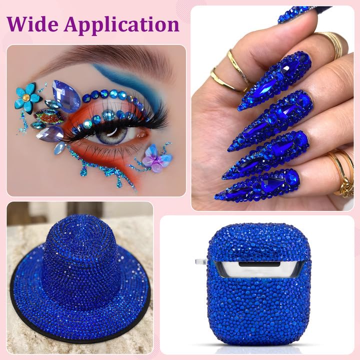 Royal Blue 30000Pcs Resin Rhinestones with Tweezers & B7000 Glue - Large Pack for Crafts & DIY Jewelry