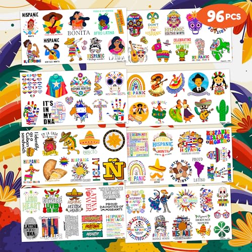 Hispanic Heritage Month Temporary Tattoos - 87 PC Tattoo Stickers