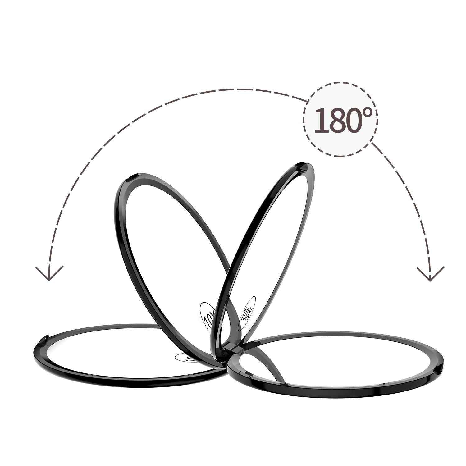 Gospire 4" Ultra-Thin Pocket Makeup Mirror for Travel, 1X/10X Double Sided Magnifying Portable Compact Handbag Handheld Round Foldable Cosmetic Mirror for Women (Black)