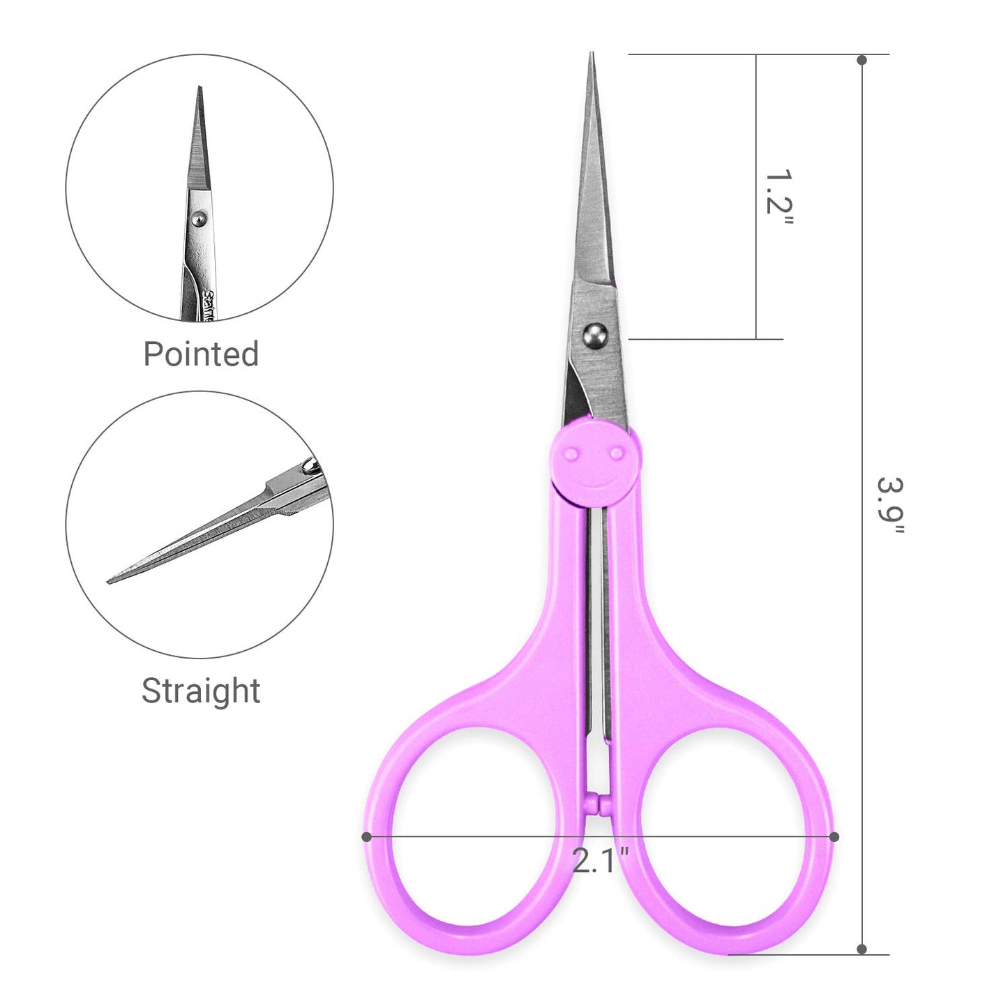 Humbee Eyebrow Scissors, Small Scissors for Facial, Nose, Eyebrow, Mustache, and Beard Hair Trimming & Grooming, Straight Edge, Purple Long Cap