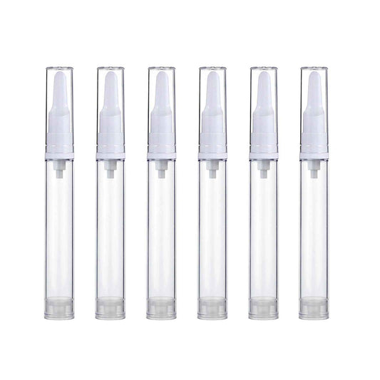 Qeuly 6 Pack Airless Pump Jars Travel Foundation Container, Travel Size Eye Cream Dispenser Empty Refillable Cosmetic Pump Bottles for Lotion Skincare Serum 5ml