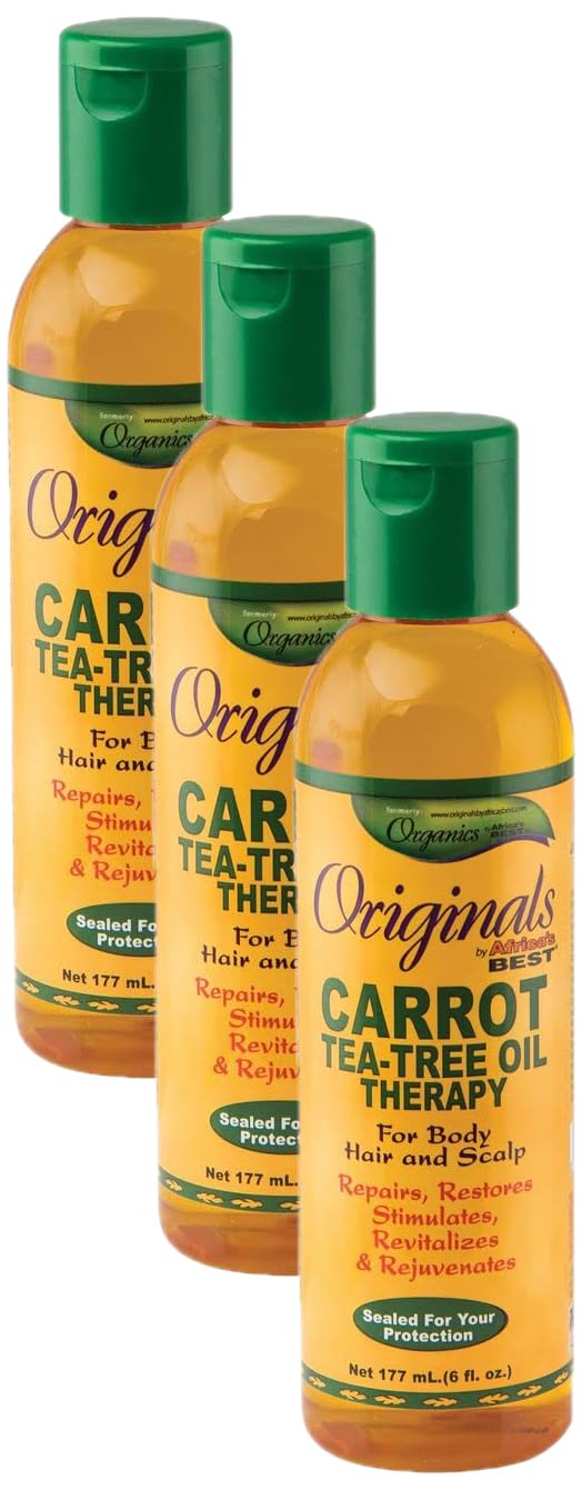 Originals by Africa's Best Carrot Tea Tree Oil Therapy, For Body, Hair and Scalp, Natural Organic Oils Repair, Restores Stimulates, Revitalizes &, Rejuvenates, 6 oz (Pack of 3)