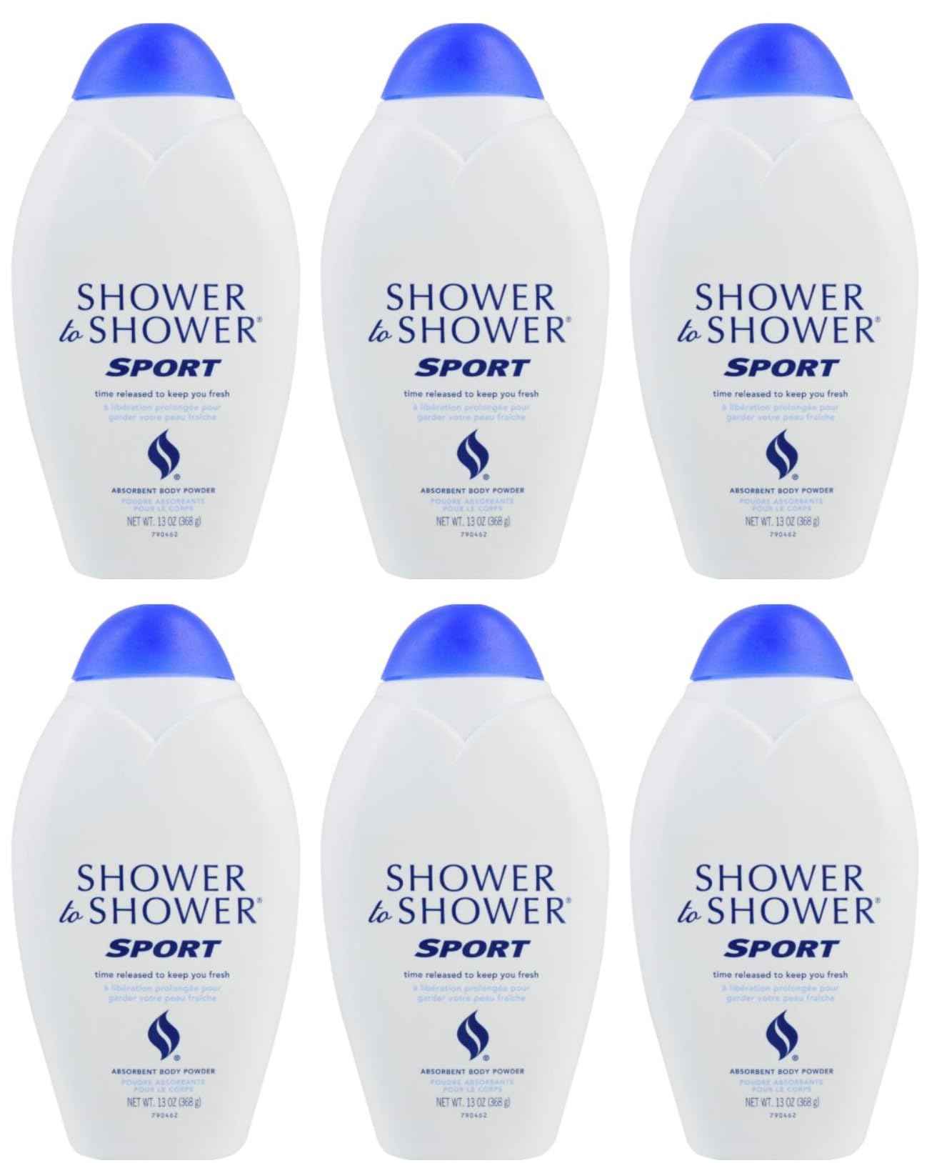 Shower To Shower Absorbent Body Powder-Sport-13 oz (Quantity of 6)