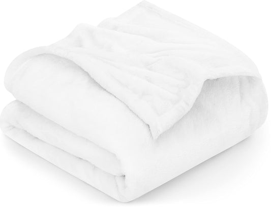 Utopia Bedding Fleece Blanket King Size White 300GSM Luxury Bed Blanket Anti-Static Fuzzy Soft Blanket Microfiber (90x102 Inches)