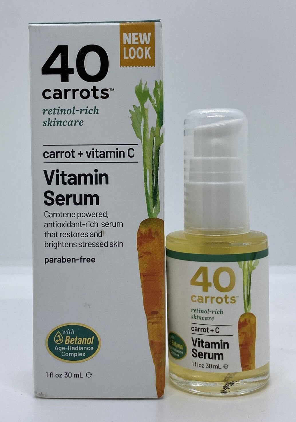 40 Carrots Vitamin Serum + Vitamin C - Hydrate, Brighten & Even Skin Tone | Help Reduce Fine Lines & Wrinkles - USA Made, Paraben & Cruelty Free (1oz)