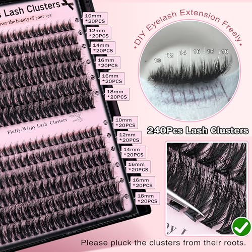 Goddvenus C-natural Spiky Clusters Wispy Fluffy D Curl Eyelash Extensions 10-18mm