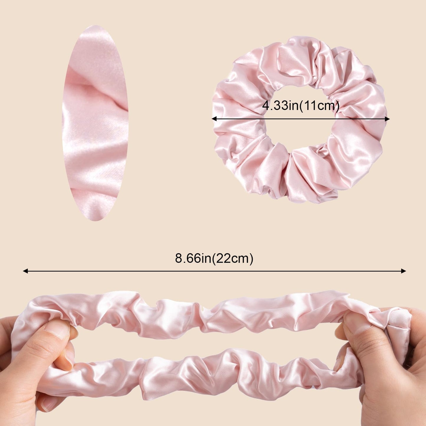 Lolalet 100% Pure Silk Scrunchies, Comfortable Hair Scrunchies for Women Sleeping, Soft Real Silk Hair Ties No Damage Scrunchy Ponytail Holder for Girls Thick Thin Curly Hair -XL, 3 Pack