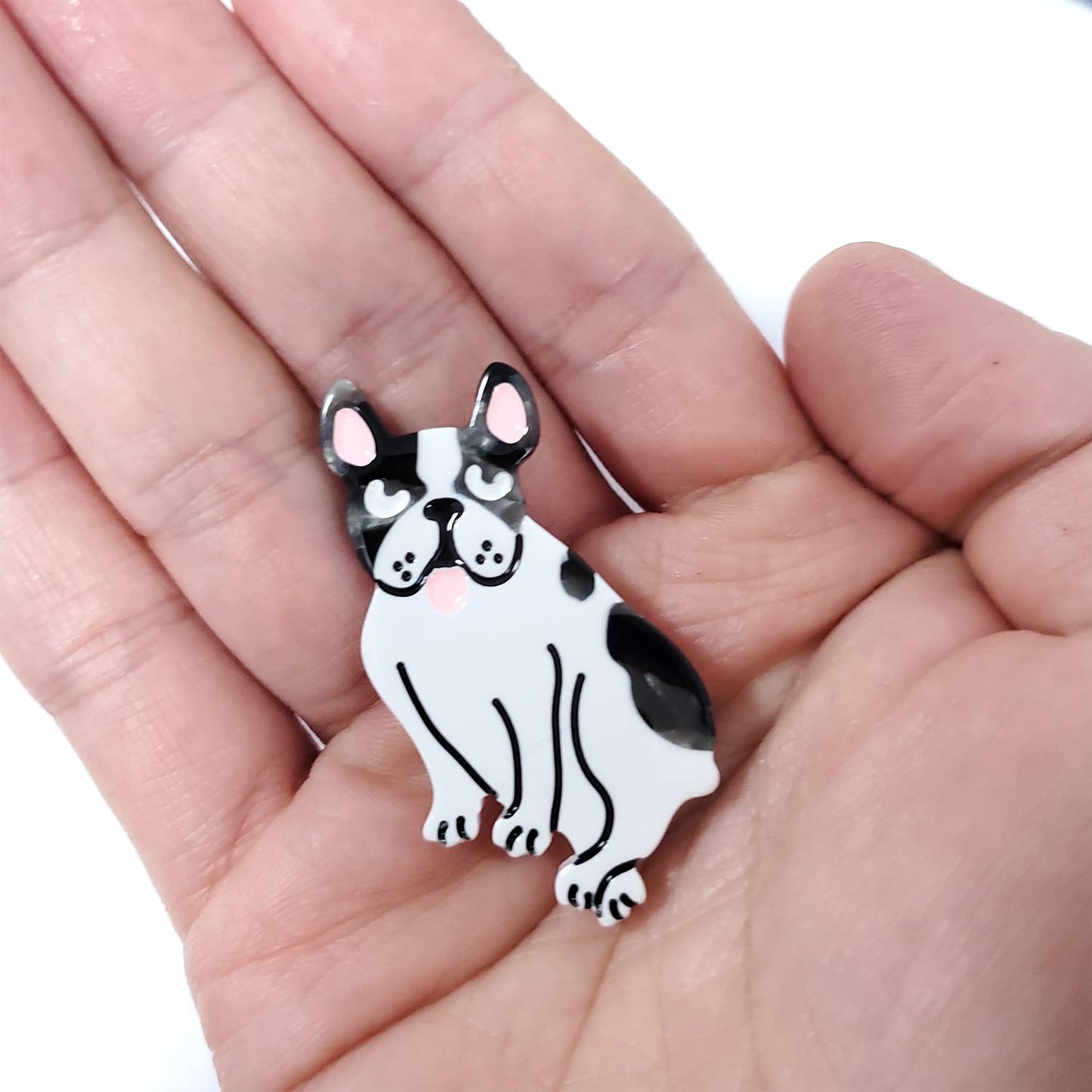 French Bulldog Hair Clips,Cellulose Acetate Hair Clips,Small Hair Clips for Girl,Pack of 2