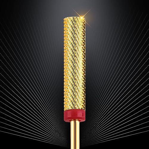 Nail Drill Bit, CORFULRA Super Long Barrel Nail Bit Carbide Tungsten Drill Bit for Nails, Upgrade Professional Advanced bit for Removing Acrylic Nails. Nail Tech Mush Haves (Gold, F)