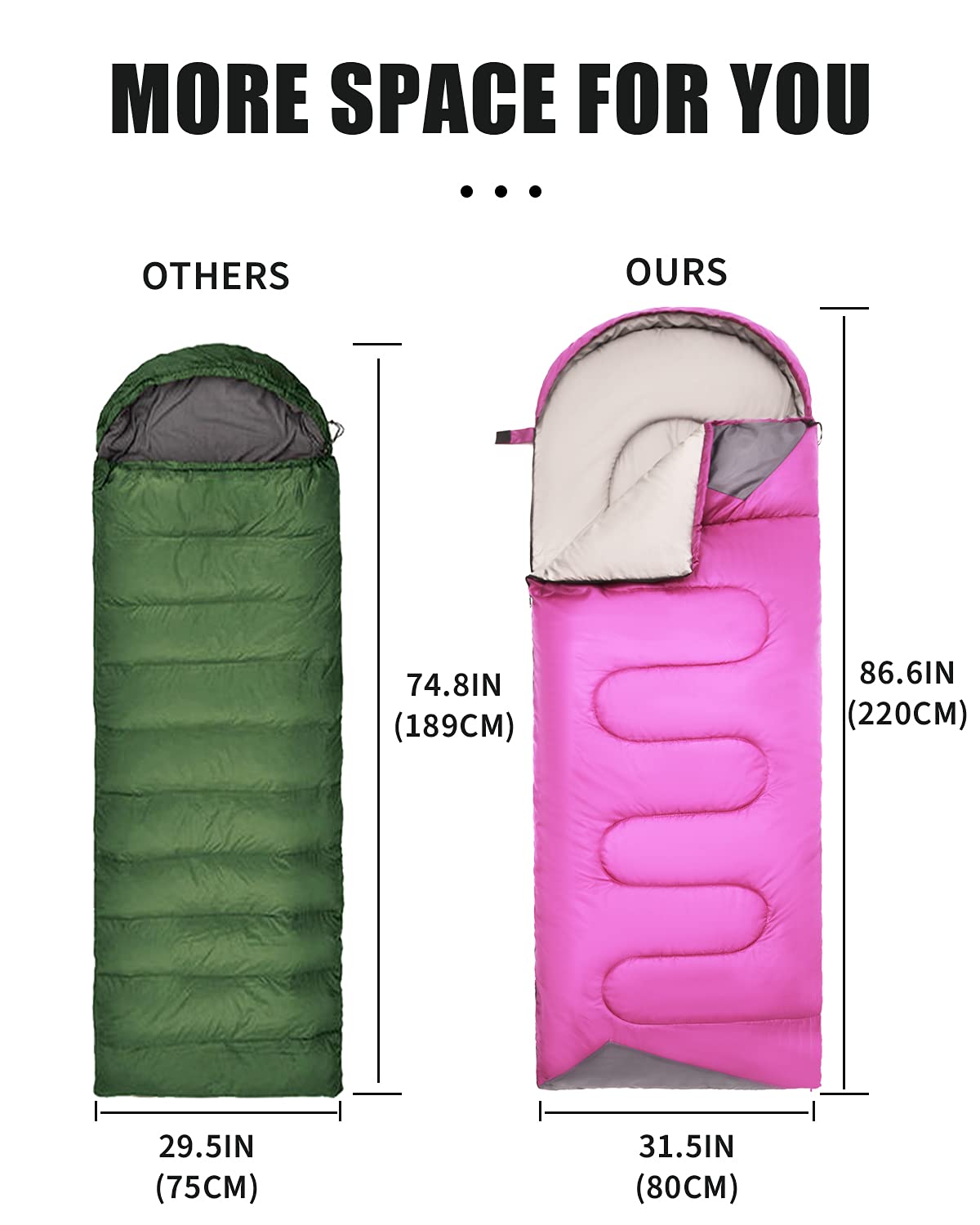 Sleeping Bags for Adults Women Backpacking Lightweight Waterproof- Summer Weather Sleeping Bag for Girls Warm Camping Hiking Outdoor Travel Hunting with Compression Bag(Purple)