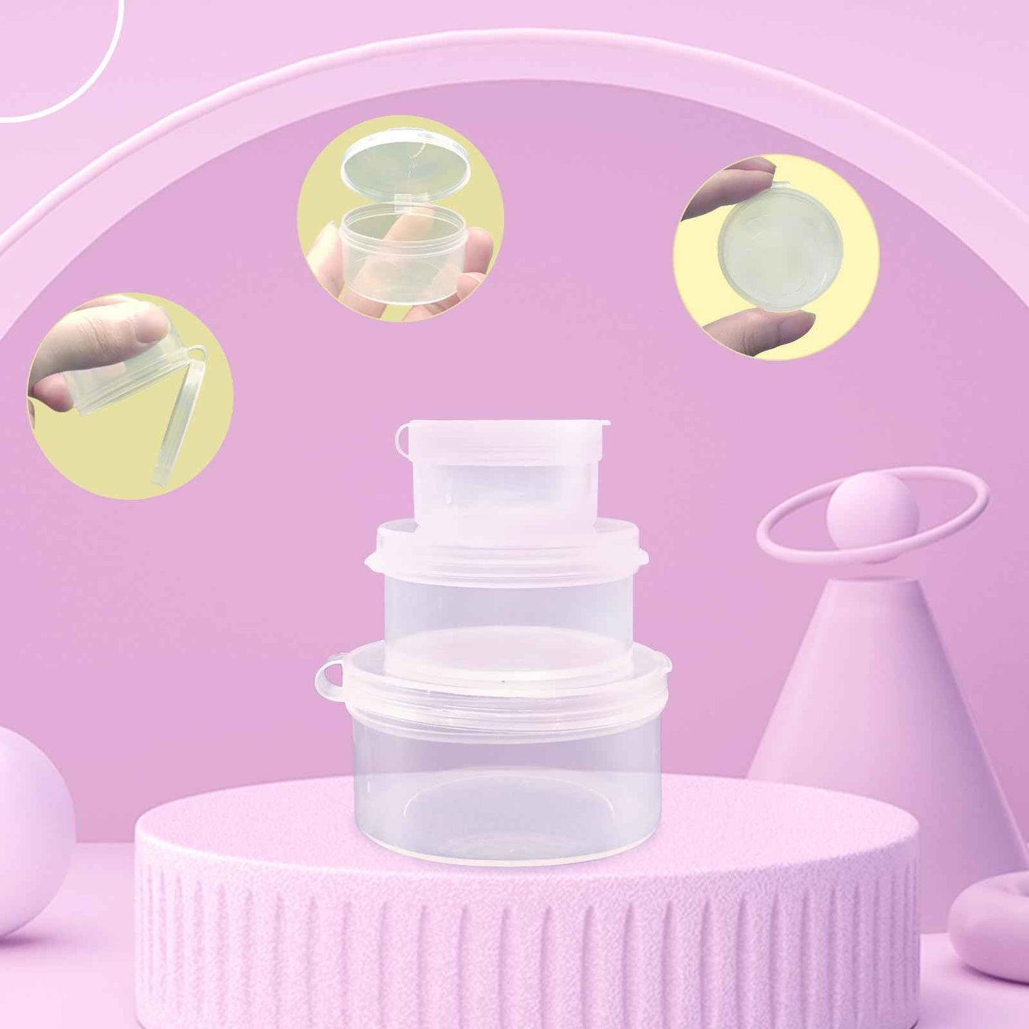 Zfyoung 30 pcs plastic cosmetic jar 5/10/20ml clear case with snap lids portable,Travel Storage Cosmetic Samples Beauty Products Mini Containers with Lids, Airtight Cosmetic Containers with Lids.