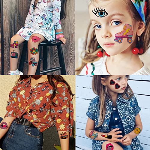 CHARLENT 148 Pcs 90s Temporary Tattoos for Kids