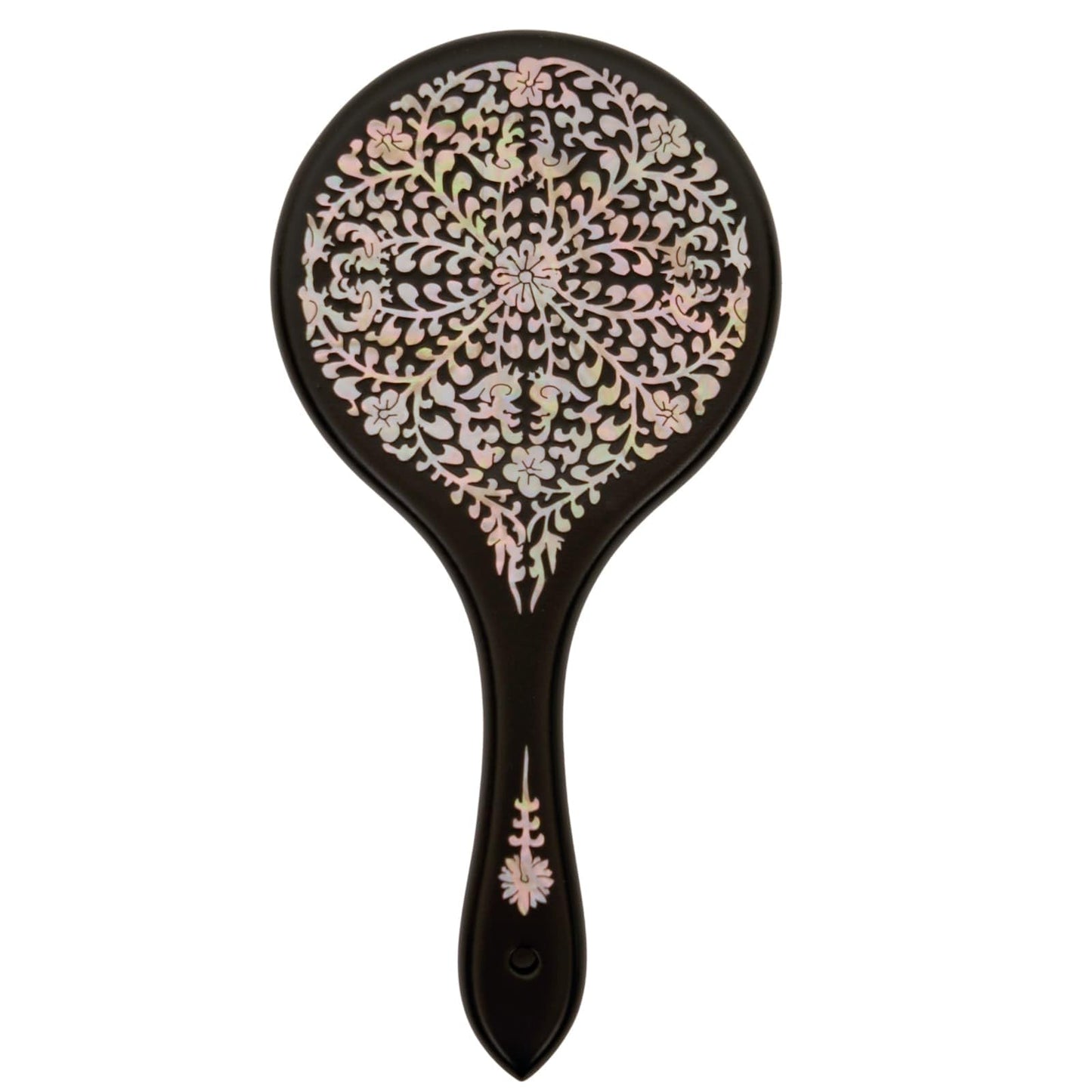 February Mountain Mother-of-Pearl Hand Mirror – Korean Black Lacquer Mirror with Floral Inlay – Gift for Women, Mom, Wife, Daughter – Birthday, Mother’s Day, Christmas, Anniversary