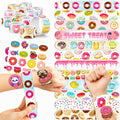 48-Piece Donut Party Favor Bundle - Temporary Tattoos & Slap Bracelets