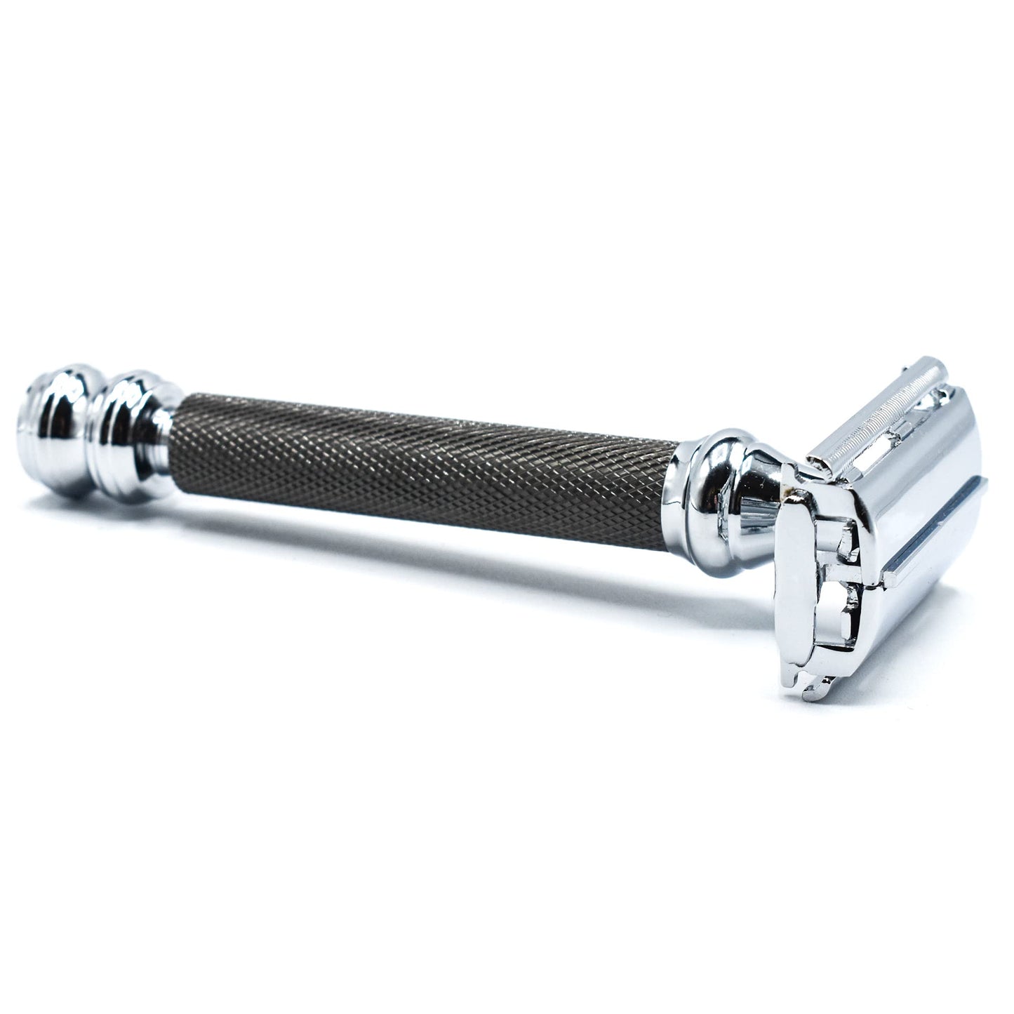 Parker 76R Heavyweight Butterfly Open Safety Razor – Gunmetal Finish with Long Knurled Handle for Precision Wet Shaving