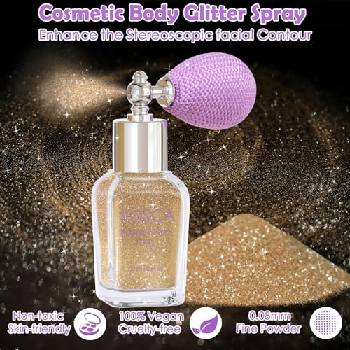 Yosca Body Glitter Spray 30ML - Shimmer Highlighter for Hair & Face