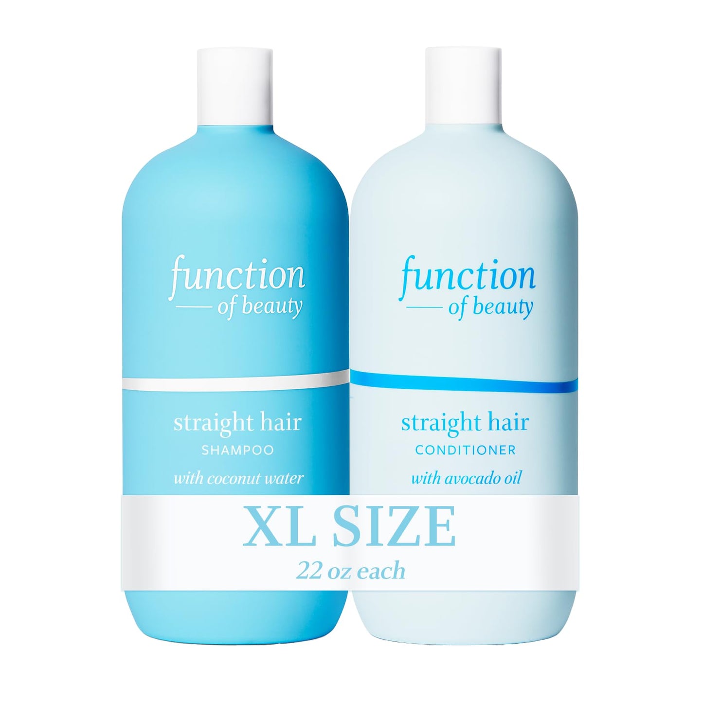 Function of Beauty Customizable Shampoo & Conditioner for Straight Hair, 22 oz Each - Sulfate-Free, Formulated with Coconut Water and Avocado Oil to Hydrate and Seal in Moisture