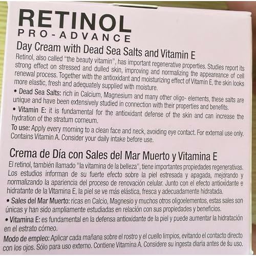 Delfanti Milano, Retinol Pro Advance Day Cream with Dead Sea Salts and Vitamin B, Anti Aging Moisturizer for Face and Neck, Made in Italy, 1.7 oz 50 mL