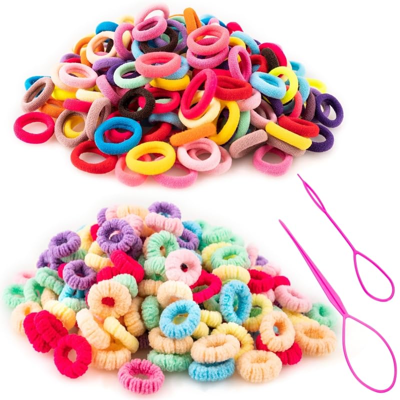 360pcs Toddler Hair Ties, No Damage Cotton Elastics for Baby & Kids