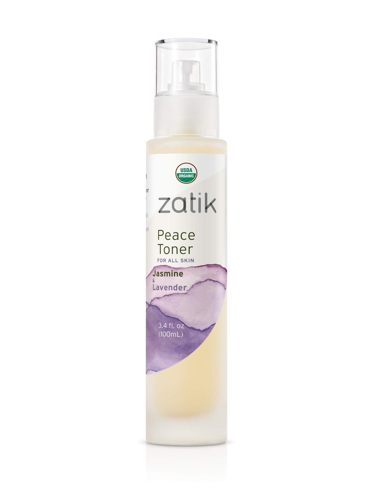 Zatik Naturals - Peace Toner with Jasmine and Lavender, USDA Organic, for All Skins, Refreshing, Comforting, Relaxing and Soothing Toner Promotes Clear Facial Complexion, 3.4 fl oz,100ml