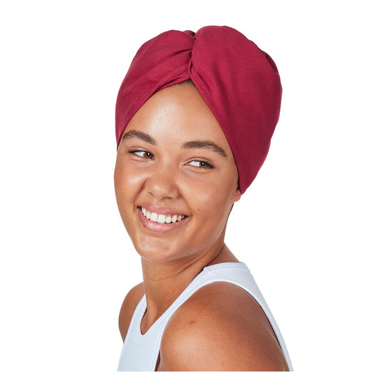 Dock & Bay Turban Hair Towel - for Home & The Beach - Super Absorbent, Quick Dry - Halong Burgundy, One Size