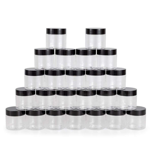 testyu 24 Pack 4 OZ Small Plastic Containers with Lids, Round Clear Plastic Jars with Lids, Empty Slime Containers, Wide Mouth Cosmetic Sample Containers