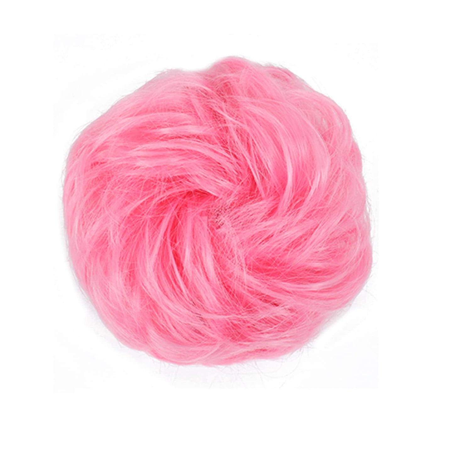 Kediciz Messy Bun Hair Piece Fake Hair Buns Scrunchies Extensions Synthetic 35g Thick Updo Hairpieces Curly Wavy Chignon Ponytail for Women Girls Kids Pink