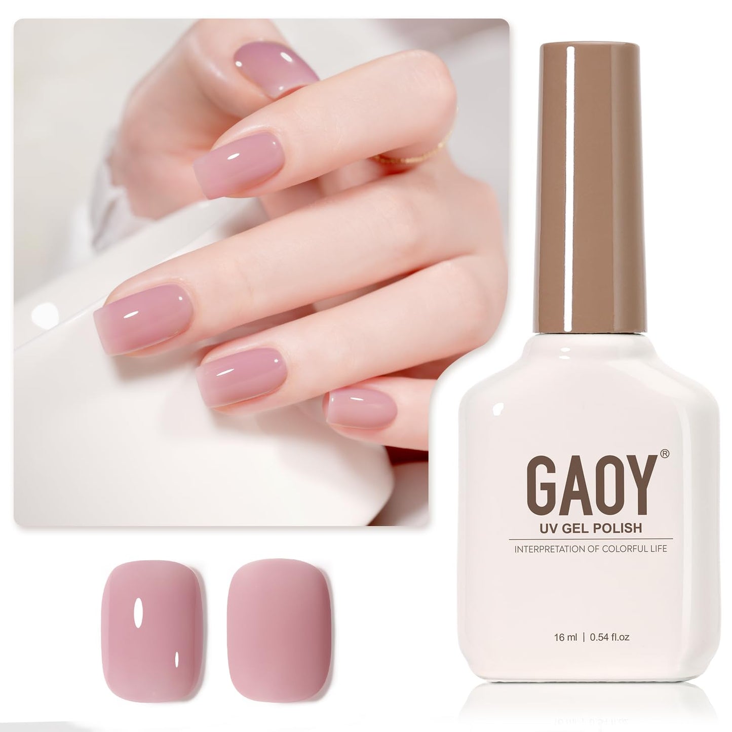 GAOY Jelly Purple Gel Nail Polish, 16ml Sheer Natural Translucent Soak Off Gel Polish, UV Light Cure for Nail Art DIY, 2070 Dusty Rose