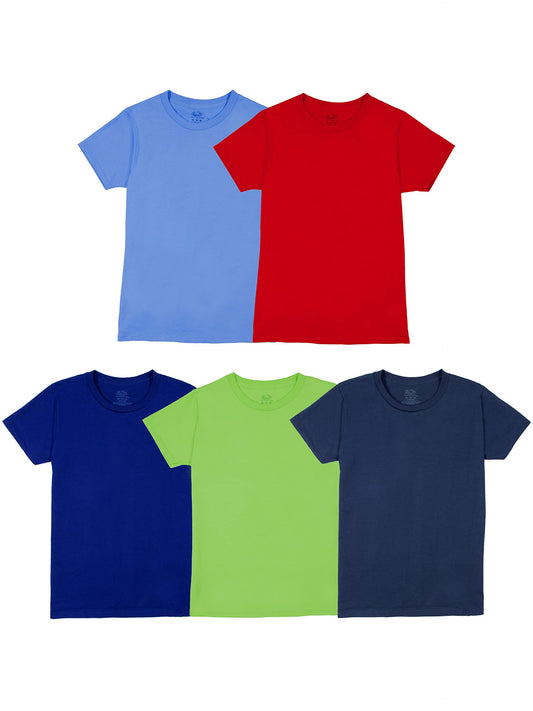 Fruit of the Loom Eversoft Cotton Undershirts, T Shirts & Tank Tops, T Shirt-Boys-5 Pack-Blue/Green/Red