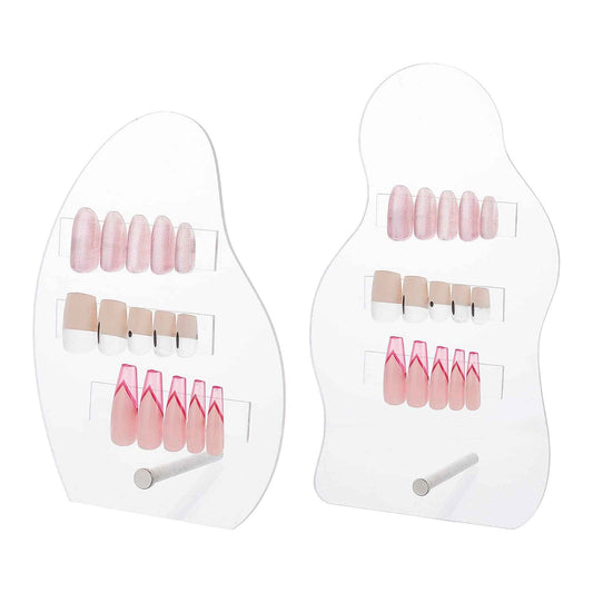 PH PandaHall 2 Sets Nail Art Display Board, 50pcs False Nail Tips Sample Display Acrylic Nail Practice Board Fingernail Display Polish Stands Showing Holder for Nail Art Design Display Manicure Tool