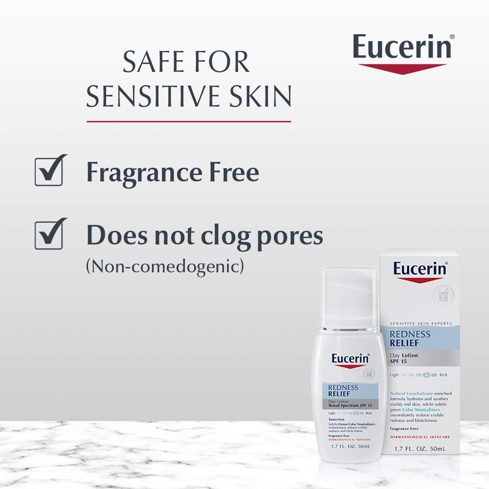 Eucerin Redness Relief Day Lotion - Broad Spectrum SPF 15 - Neutralizes Redness and Protects Skin - 1.7 fl. oz. Pump Bottle